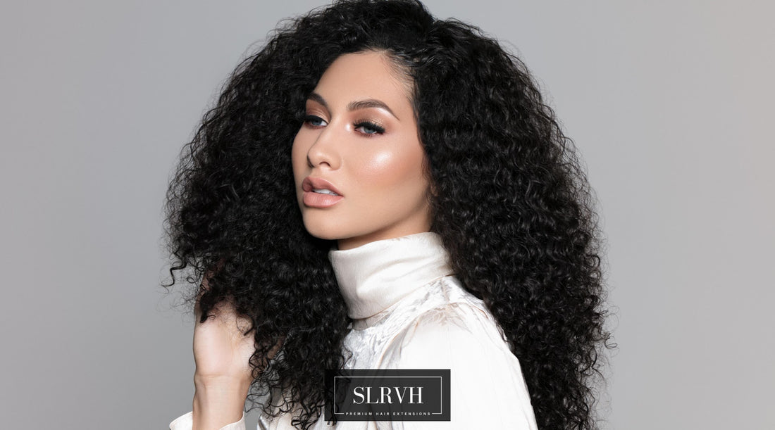 SL Raw Hair Model Wearing Burmese Curly Wig Behind Hairline