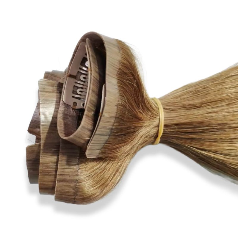 Up-close of InvisiLuxe™ Seamless Clip In Hair Extensions - Honey Blonde #27