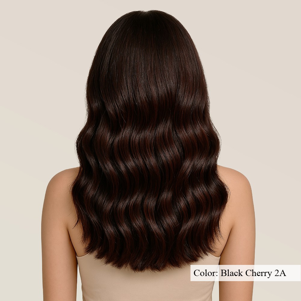 Model wearing Organic K-Tips in color Black Cherry - SL Raw Virgin Hair Extensions