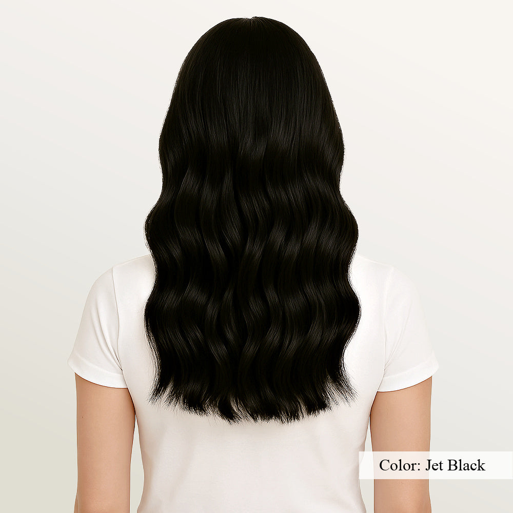 Model showcasing Jet Black Keratin Bond Hair Extensions – SL Raw Virgin Hair
