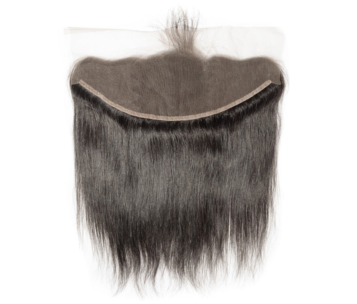 Raw Virgin Straight Hair Lace Frontal in Natural Black on a white background