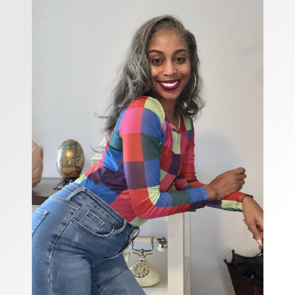 SL Raw Virgin Hair Real Customer wearing Raw Natural Gray Lace Front Wig
