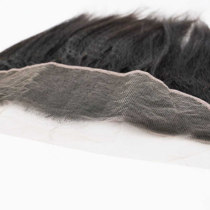 upclose inside of soft kinky straight 13x4 lace frontal for protective hairstyling in the crown of head