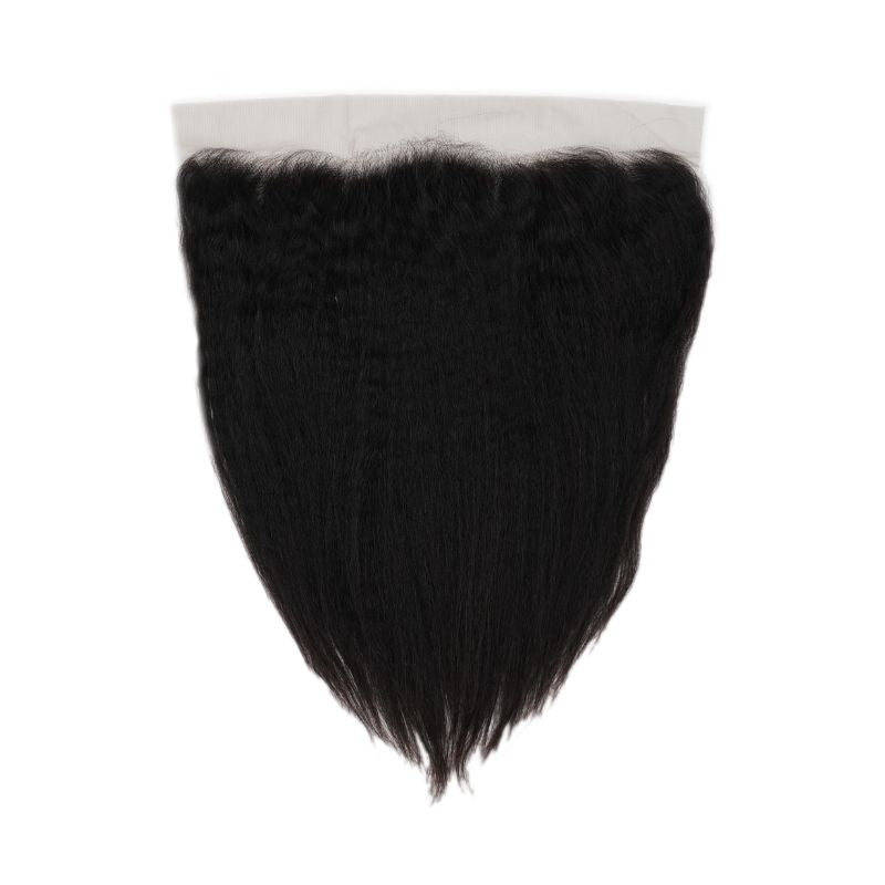 soft kinky straight 13x4 lace frontal for protective hairstyling in the crown of head