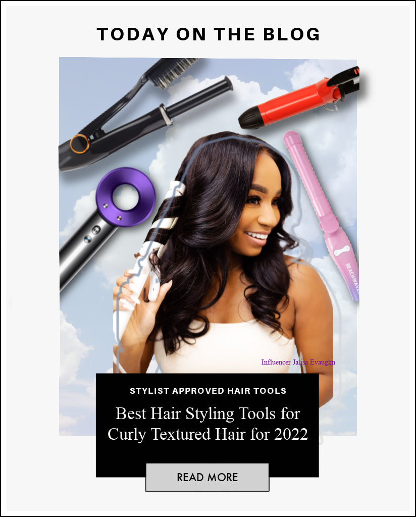 Woman styling hair extension with Best hairstyling hair tools for curly hair blog by sl raw virgin hair 