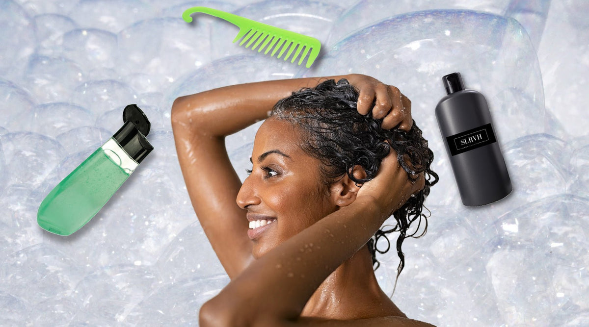 Woman washing her hair in shower- How to Care for Your Raw Hair Extensions: A 6-Step Guide