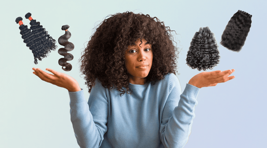 Woman deciding on what hair extensions is best from raw hair or virgin hair explained