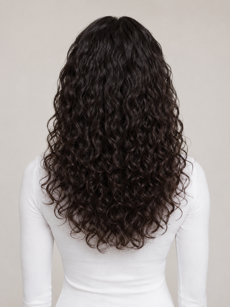Medium Curly Hair Density illustration on woman 