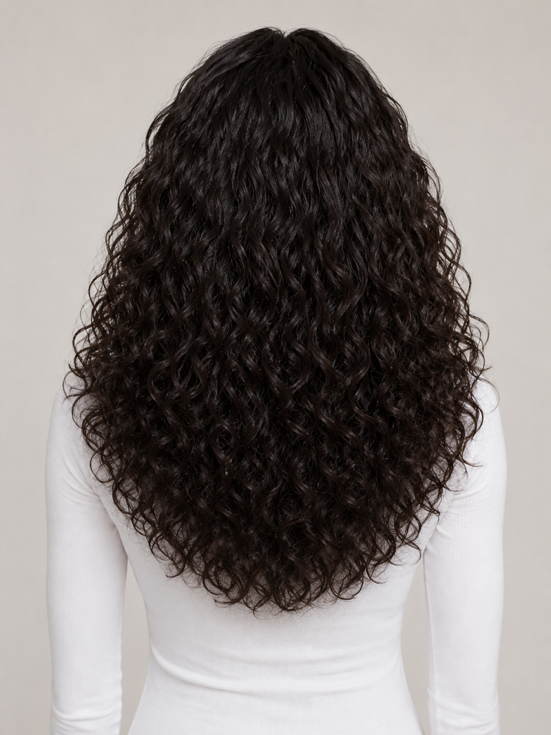 Coarse Curly Hair Density illustration on woman 