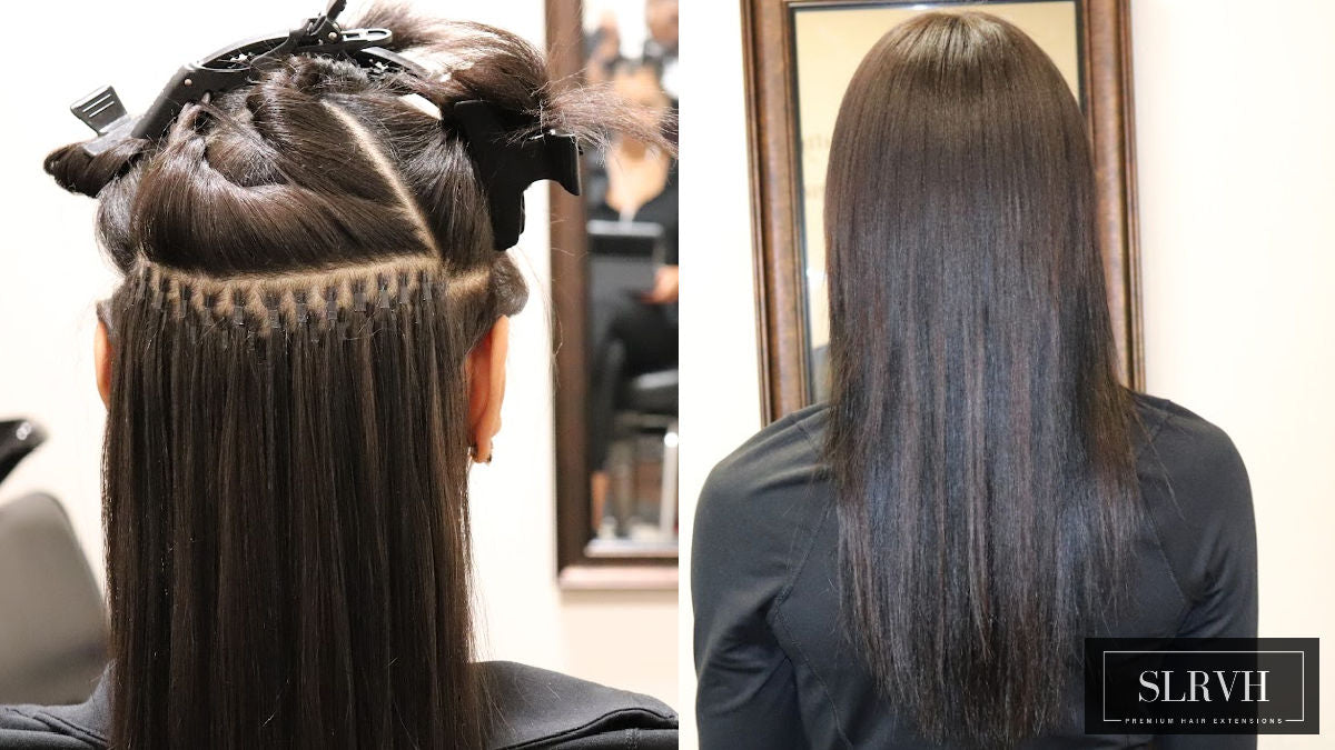 Cargar video: Un peluquero profesional instala extensiones de cabello Seamless I-tip para obtener los mejores resultados en el cabello.