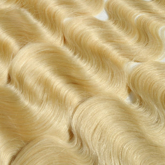 Russian Blonde Hair Bundle Deal - Premium blonde extensions with body wave texture.