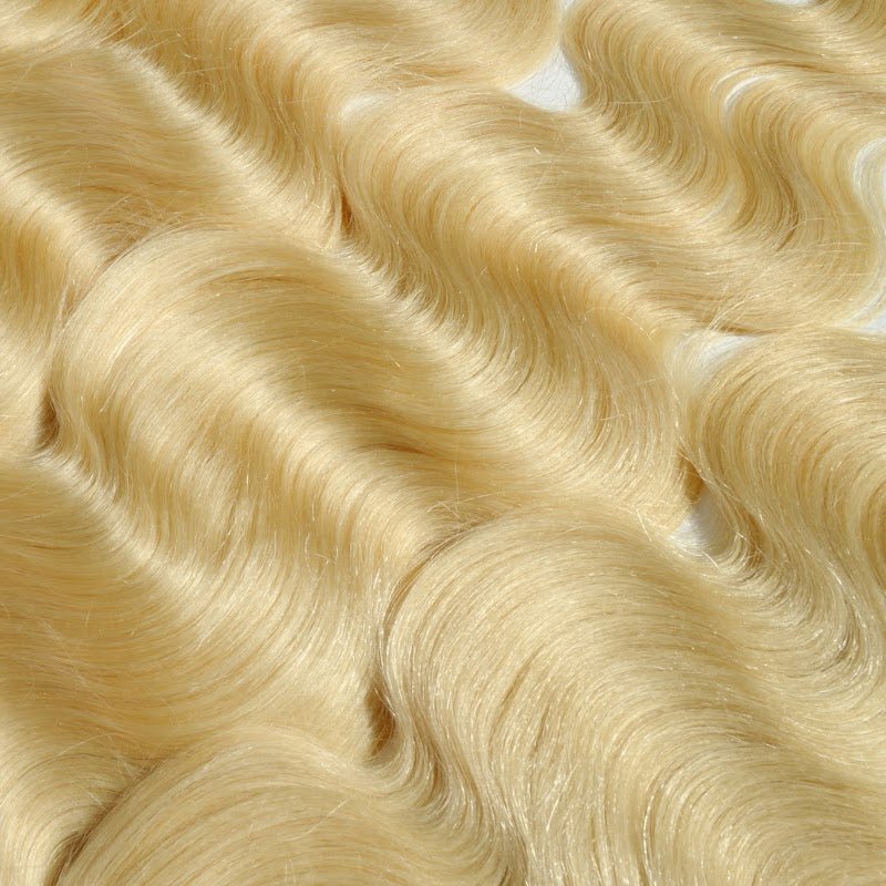 Russian Blonde Hair Bundle Deal - Premium blonde extensions with body wave texture.