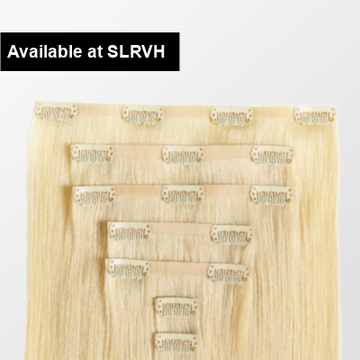 SL Raw Virgin Hair Exclusive InvisiLuxe Seamless Clip-in hair extensions with a flat silicone base, perfect for DIY quick styles and special occasions. Available in 5 hair colors