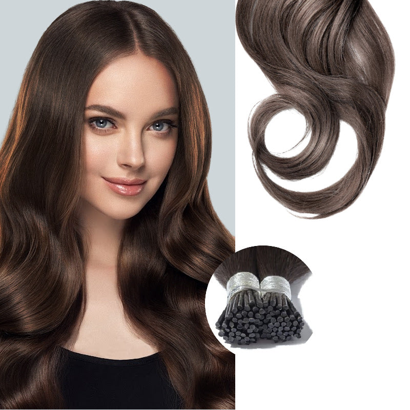 20” Dark brown Straight I-tip hair extensions for strand by strand micro-links. Sold as a bundle pack of 150 strands or 250 strands. Recommend to buy 250 strands for a full head. Great for women with fine hair.