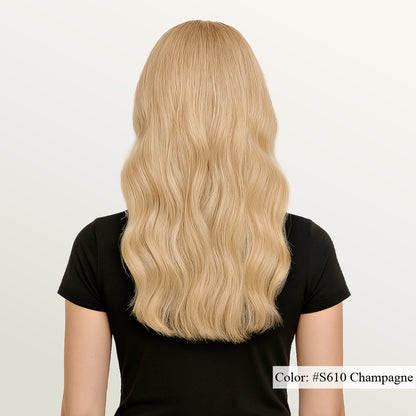 Model showcasing S610 Champagne Blonde Microlink Hair Extensions – SL Raw Virgin Hair