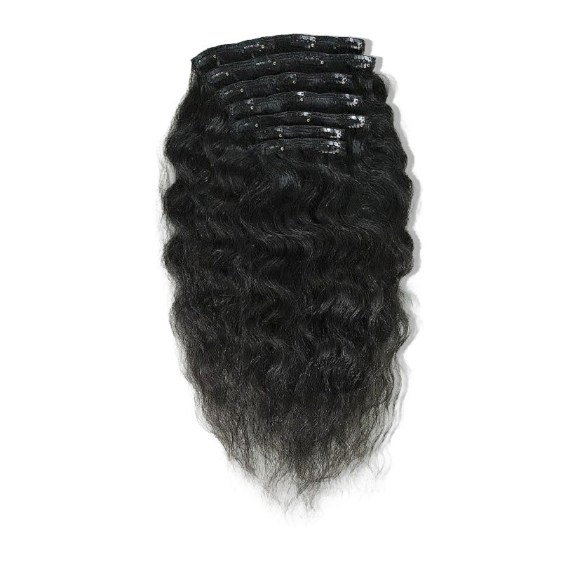 Image of Authentic Raw Indian Wavy Hair Clip-in Extension. 7pc clip-in set for women looking for a easy self installation 