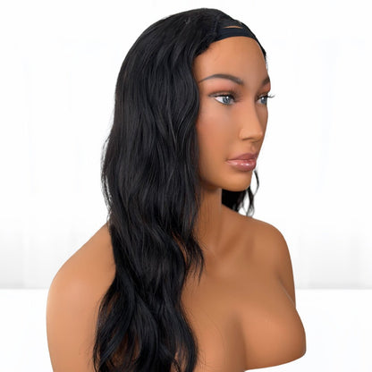 SLRVH Easy Do-It-Yourself U-part wig for beginners Hair: Natural #1B Human Hair Style: Brazilian Body Wave: U-Part Density: 130% Coloring: Can lift to #27 Length: 10"- 22" Hair Grade: Virgin Hair