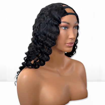 SLRVH Deep wave U-part Wig display 