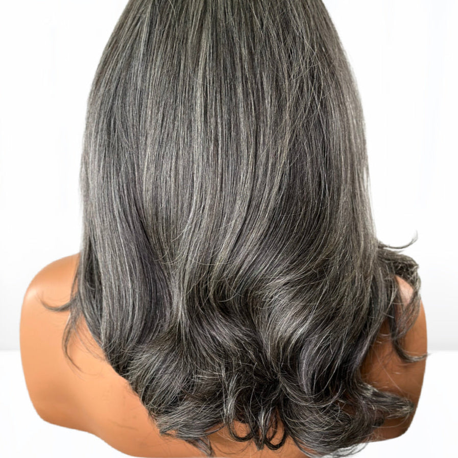 Explore authentic natural gray salt n pepper wigs with natural flowing soft texture