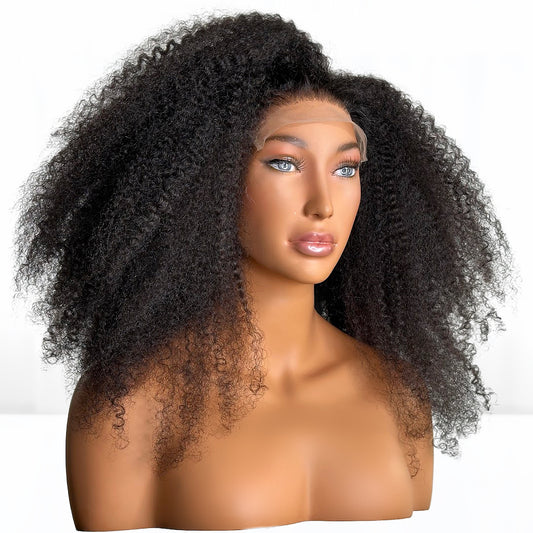 Top trending 20 inch Raw Burmese Curly Glue-less closure wig of 150% density. Length 20-inches. Head size: Medium 22inch circumference. Great wigs for African American black woman featured in mane addicts sold at sl raw virgin hair