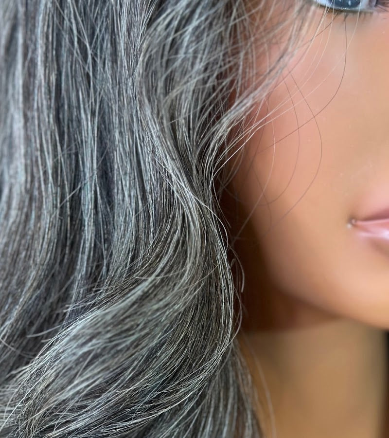 Explore authentic natural gray salt n pepper wigs with natural looking hair follicles and texture 
