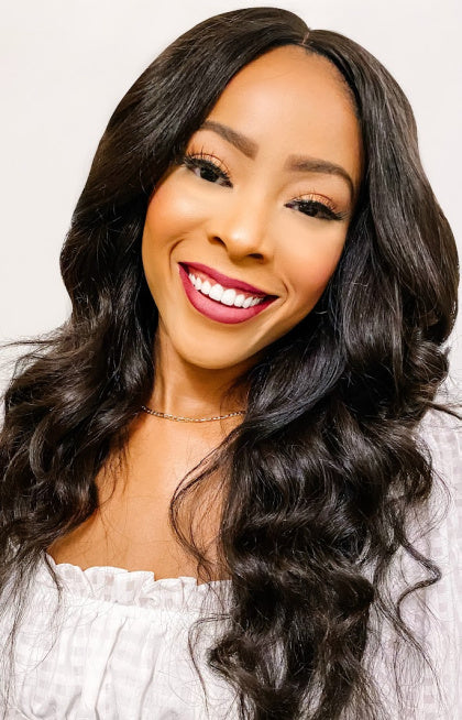 Customer wearing SL Raw Virgin Hair Loose Curly Indian Hair
