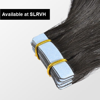 SL Raw Virgin Hair - Tape-in hair extensions with adhesive backing, available in straight, wavy, and kinky curly textures, requiring professional installation.