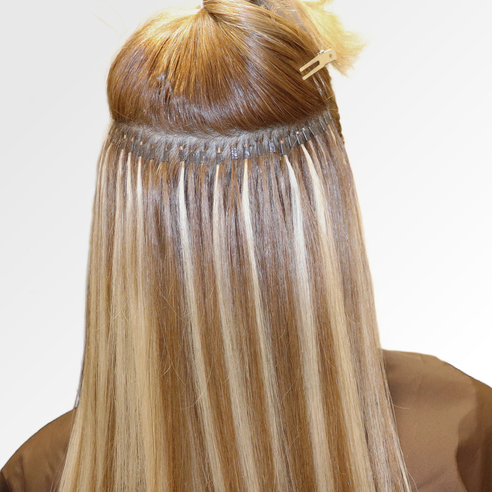 Real Customer Wearing Seamless I-tip Microlinks showing how theyre reuable