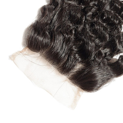 Natural black hair extension with 3C-4A Curly lace closure 