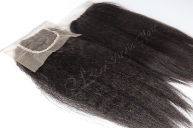 Brazilian Kinky Straight Blowout Lace Closure:SL Raw Virgin Hair 