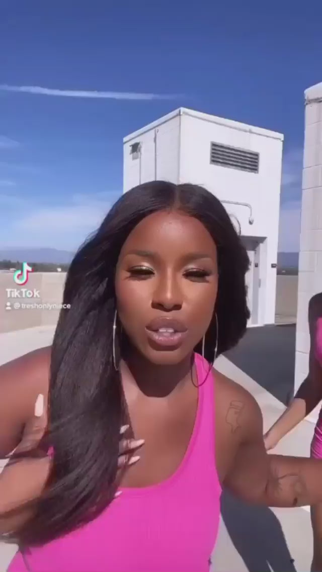 Fun Tiktok Video With SL Raw Girl Shai In her Kinky Straight Texture Extensions Dancing in Pink Outfit 