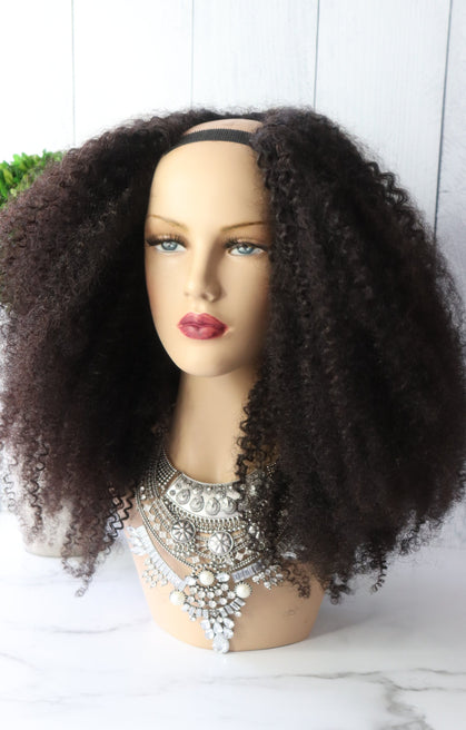 4B Kinky Curly hair U-part clip in  wig unit hair extension hair set. sold by sl raw virgin hair 