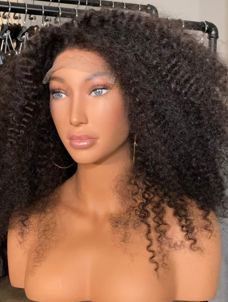 Top trending 20 inch Raw Burmese Curly Glue-less closure wig of 150% density. Length 20-inches. Head size: Medium 22inch circumference. Great wigs for African American black woman featured in mane addicts sold at sl raw virgin hair 