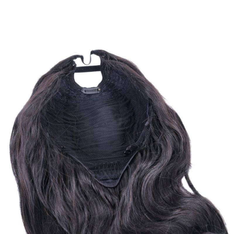 SLRVH Inside Easy Do-It-Yourself U-part wig for beginners Hair: Natural 1B Human Hair Style: Brazilian Body Wave: U-Part Density: 130% Coloring: Can lift to #27 Length: 10"- 22" Hair Grade: Virgin Hair