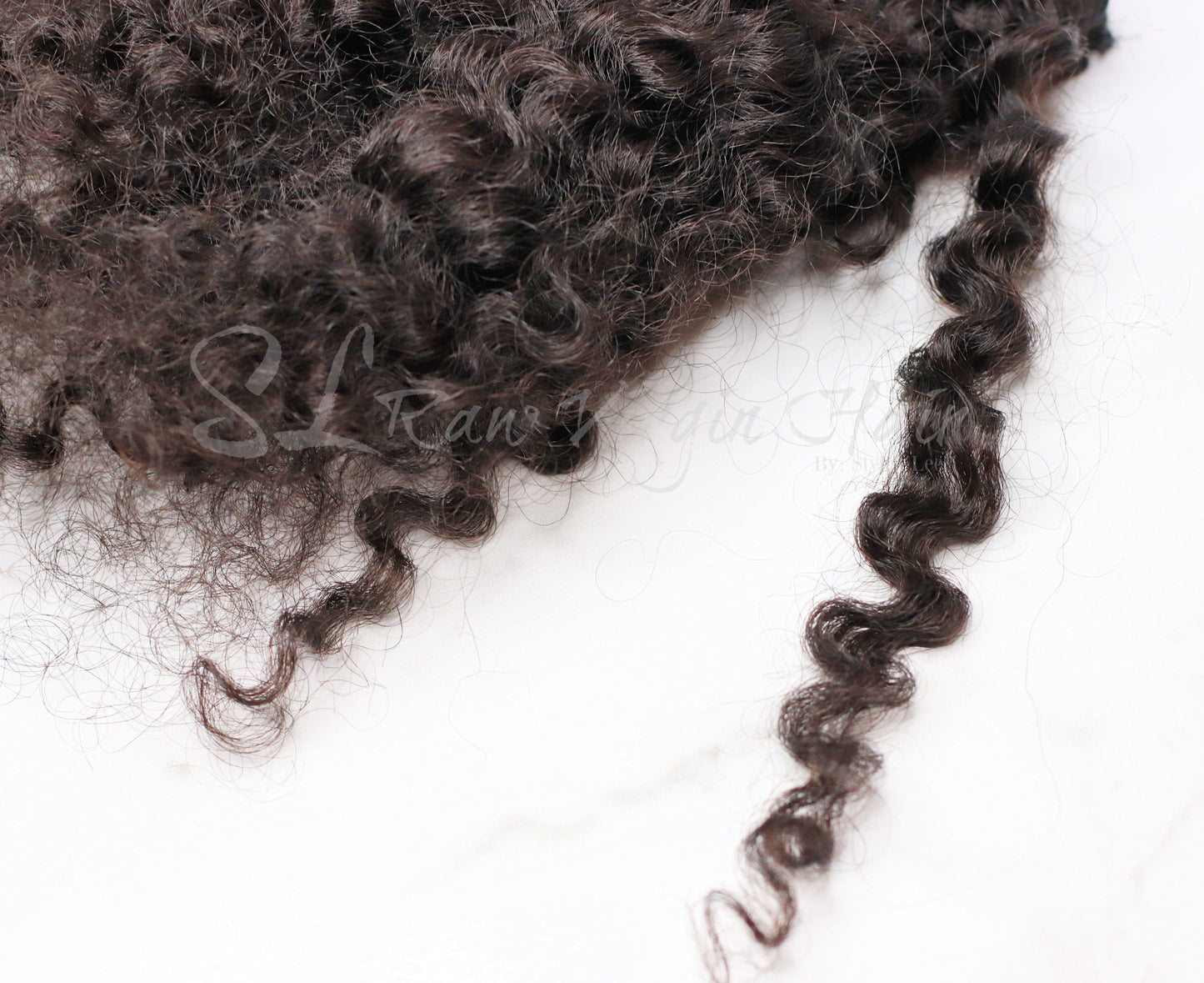 Burma hair curly swatch matches curl patter 3a-3c. Perfect curly for any season. Ony sold by SL Raw Virgin Hair in 100 gram bundles. SL Raw Virgin hair 