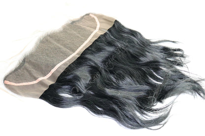 Natural Looking Raw Indian Wavy Hair Frontal for women. 13X4 HD Lace Frontal. Nice soft texture. Minimal frizz. Hair color #1B. Hair type 2A-2B. Weight 100 grams. Available in lengths 14”-18” inches thick and full.