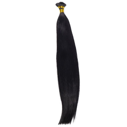 20" Jet Black #1 Seamless Straight I-Tip Hair Extensions (135g) by SL Raw Virgin Hair 